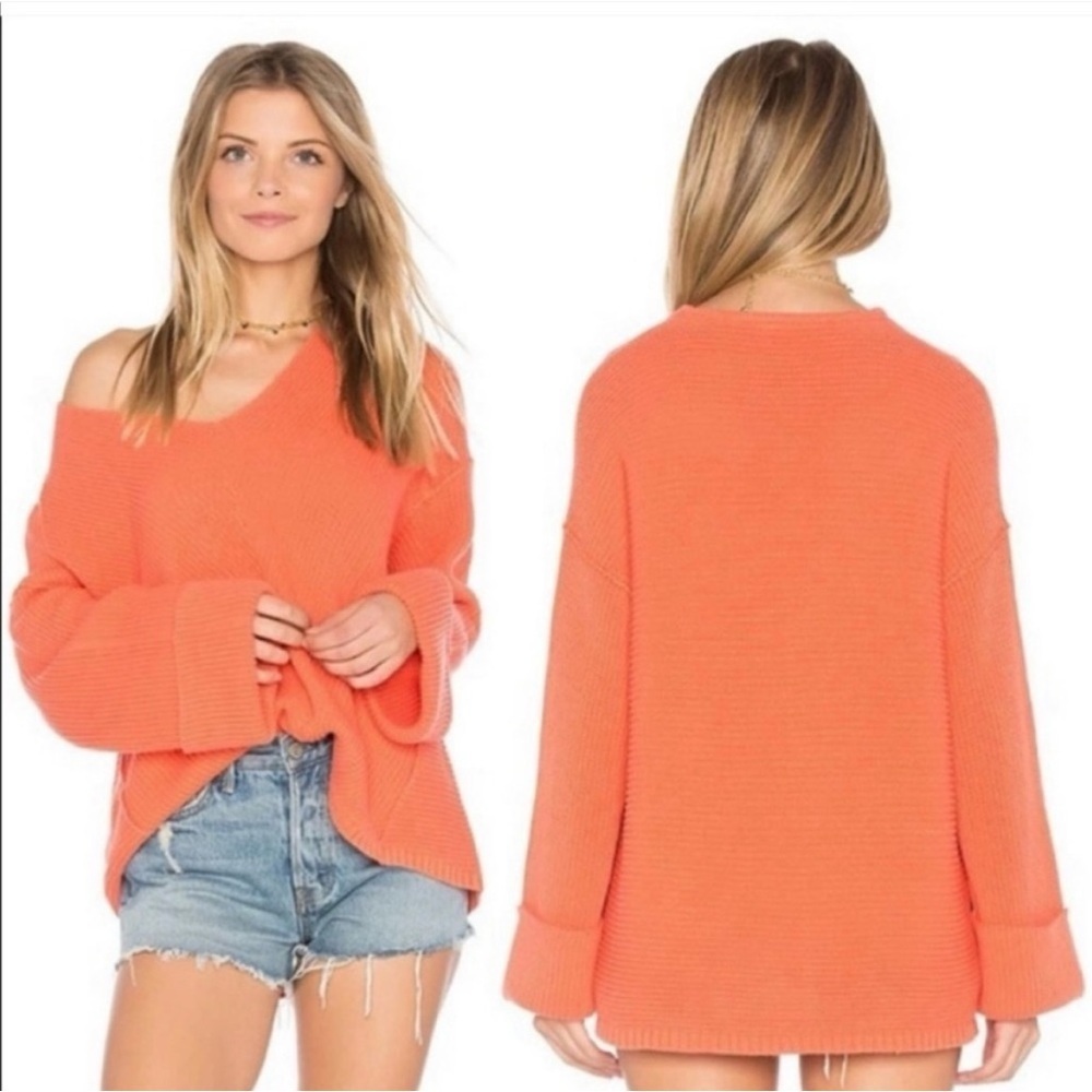 EUC Free People La Brea V-Neck Sweater Orange Size XS